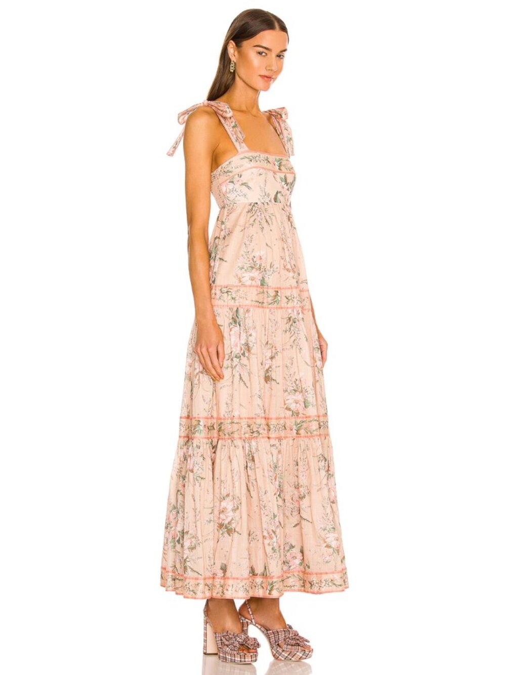 Zimmermann Moonshine Tie Shoulder Floral Maxi Dress Cream Pink Size 2 - Picture 5 of 11